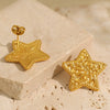 Wholesale 316L Stainless Steel Women's Retro Geometric Star Earrings With Pleated Texture And Electroplating Design