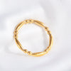 Wholesale Titanium Steel Women's Ring Geometric Ushape Electroplated Gold Beads Bamboo Style Jewelry