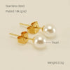 Wholesale 316L Stainless Steel Women's Simple Geometric Design Electroplated Earrings With Steel Beads And Rose Pearl