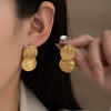 Wholesale Titanium Steel Women's Simple Geometric Double Circle Earrings With Electroplating
