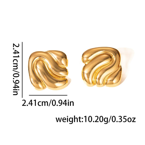Wholesale Titanium Steel Women's Simple Geometric Electroplated Irregular Square Striped Earrings