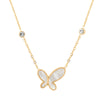 Wholesale Titanium Steel Women's Summer Retro Butterfly Fritillary Necklace With Bow Pattern And Gold Inlaid Ochain