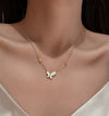 Wholesale Titanium Steel Women's Summer Retro Butterfly Fritillary Necklace With Bow Pattern And Gold Inlaid Ochain