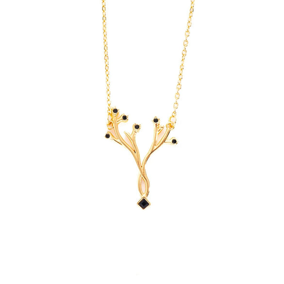Wholesale Titanium Steel Women's Tree Of Life Inlaid Multicolor Zircon Electroplated Necklace