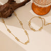 Wholesale Titanium Steel 8 Words Pattern Electroplated Necklace And Bracelet Set For Women