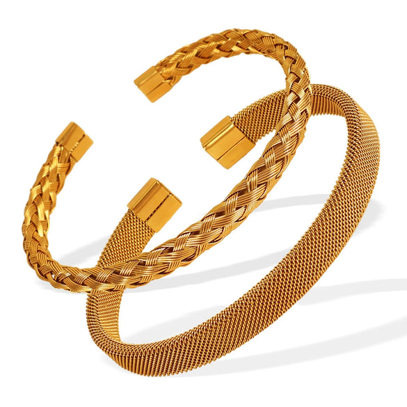 Wholesale 316L Stainless Steel Woven Bracelet Electroplated Simple Geometric Light Luxury Nonfading Niche Jewelry