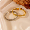 Wholesale Titanium Steel Woven Flat Cshaped Open Twist Snake Bone Honeycomb Electroplated Bracelet For Men And Women
