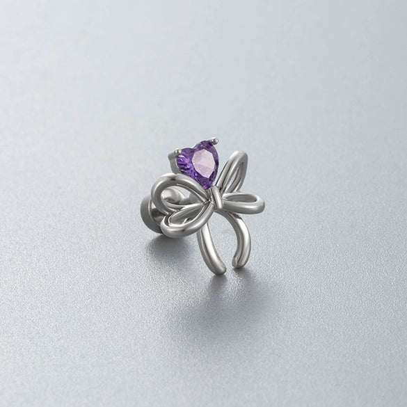 Wholesale Titanium Steel Zircon Bow Shape Earrings For Women