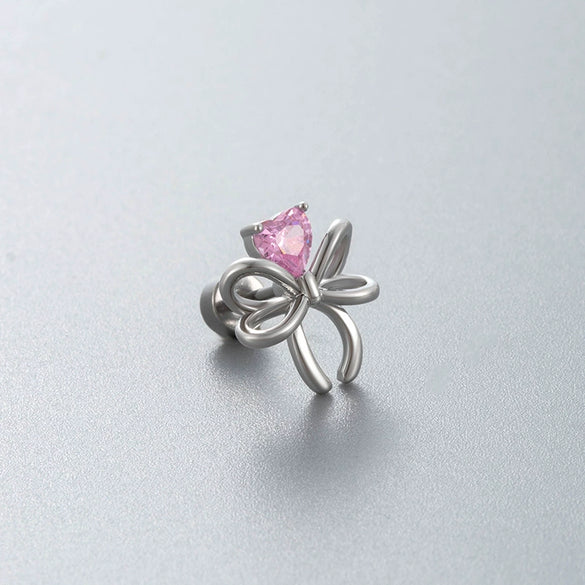 Wholesale Titanium Steel Zircon Bow Shape Earrings For Women