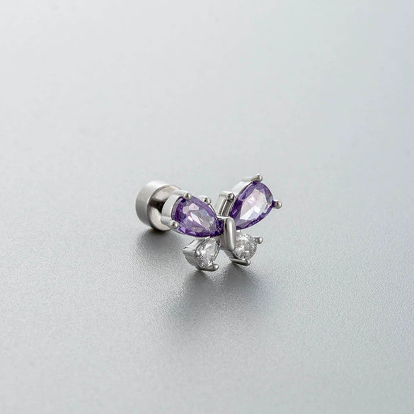 Wholesale Titanium Steel Zircon Bow Shaped Earrings For Women
