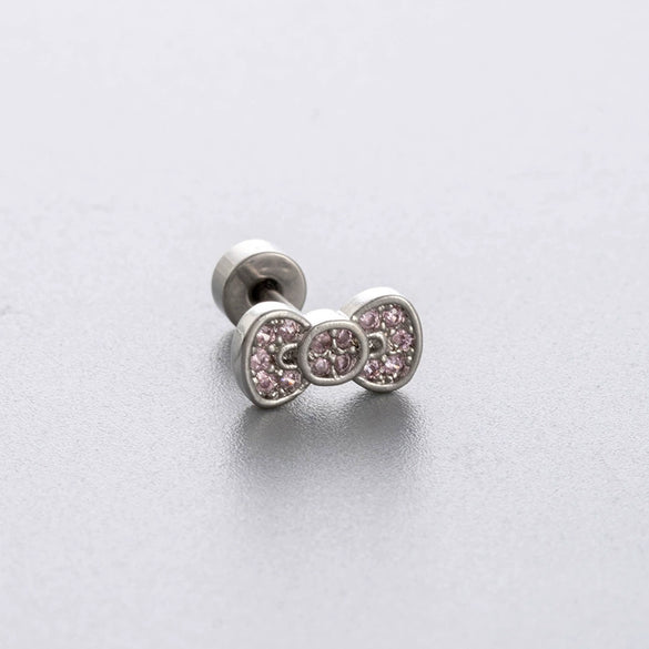 Wholesale Titanium Steel Zircon Bow Shaped Earrings For Women