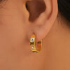 Wholesale 316L Stainless Steel Zircon Cshaped Geometric Earrings 18K Goldplated Simple Cold Style For Women