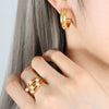 Wholesale 316L Stainless Steel Zircon Electroplating Personality Style Bracelet And Earrings Set