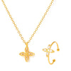 Wholesale 316L Stainless Steel Zircon Fourpetal Flower Pendant Collarbone Necklace For Women 18K Gold Plated