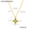 Wholesale 316L Stainless Steel Zircon Fourpetal Flower Pendant Collarbone Necklace For Women 18K Gold Plated