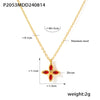 Wholesale 316L Stainless Steel Zircon Fourpetal Flower Pendant Collarbone Necklace For Women 18K Gold Plated