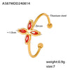 Wholesale 316L Stainless Steel Zircon Fourpetal Flower Pendant Collarbone Necklace For Women 18K Gold Plated