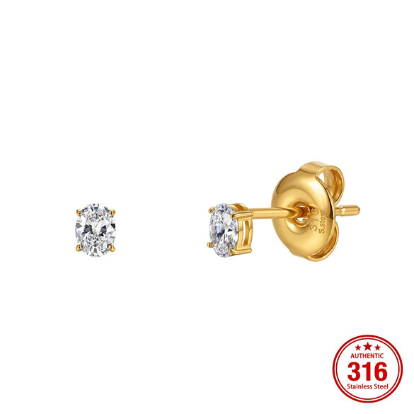 Wholesale Titanium Steel Zircon Geometric Electroplated Unisex Earrings Minimalist Ear Accessories