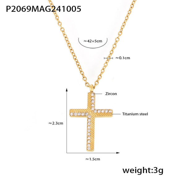 Wholesale 316L Stainless Steel Zircon Geometric Pendant Necklace For Women With Electroplating Treatment And Regular Chain