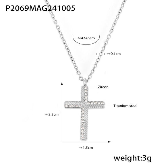 Wholesale 316L Stainless Steel Zircon Geometric Pendant Necklace For Women With Electroplating Treatment And Regular Chain
