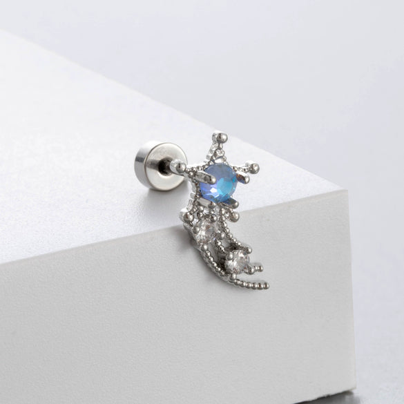 Wholesale Titanium Steel Zircon Love Geometric Bow Ear Nails For Women
