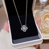 Wholesale Titanium Steel Zircon Necklace Light Luxury Niche Style Geometric Fourleaf Flower Pendant Mixed Gemstone Setting For Women
