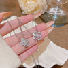 Wholesale Titanium Steel Zircon Necklace Light Luxury Niche Style Geometric Fourleaf Flower Pendant Mixed Gemstone Setting For Women