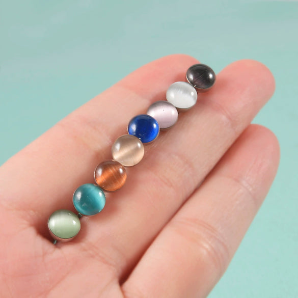 Wholesale Tongue Ring Stainless Steel Gradient Colorful Stone Round Electroplated Unisex