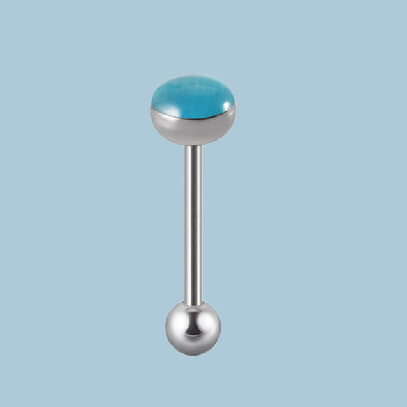 Wholesale Tongue Ring Stainless Steel Gradient Colorful Stone Round Electroplated Unisex