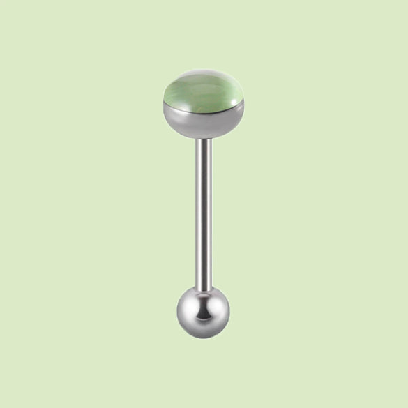 Wholesale Tongue Ring Stainless Steel Gradient Colorful Stone Round Electroplated Unisex