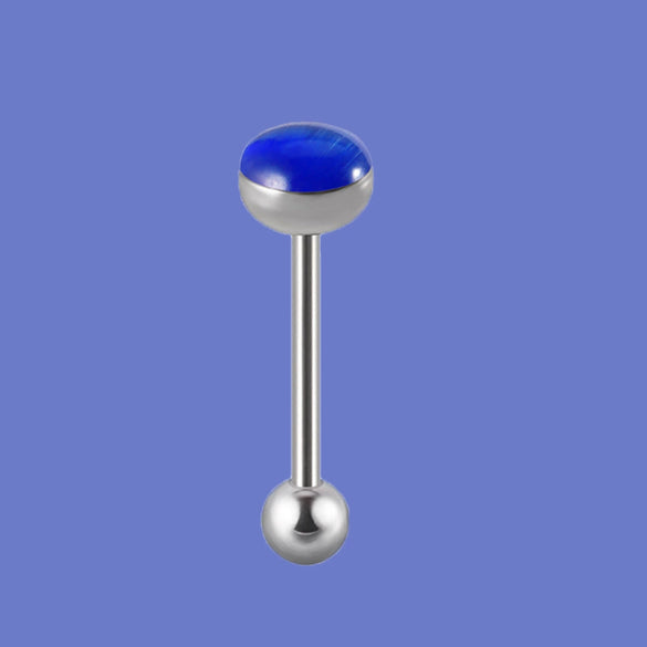Wholesale Tongue Ring Stainless Steel Gradient Colorful Stone Round Electroplated Unisex