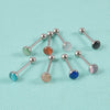 Wholesale Tongue Ring Stainless Steel Gradient Colorful Stone Round Electroplated Unisex