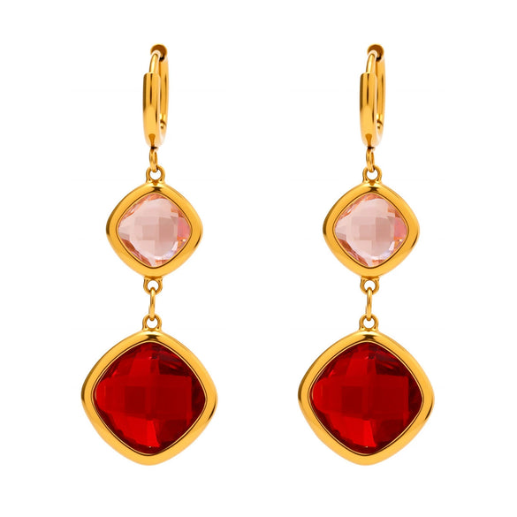 Wholesale Translucent Czech Glass Earrings With Stainless Steel And 18K Gold Plating Geometric Fashion Elegant Luxury Women's Jewelry