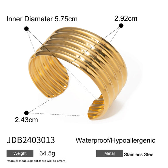 Wholesale Trend Jewelry Retro Style Geometric Stainless Steel Multilayer Tube Smooth Opening Bracelet With Electroplating