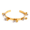 Wholesale Trend Jewelry Stainless Steel Open Bracelet With 18K Gold Electroplated Geometric Style And Gold And Silver Color Matching Personality Beads