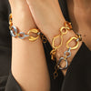 Wholesale Trendy Colorblocked Geometric Stainless Steel Gold Plated Bracelets For Women