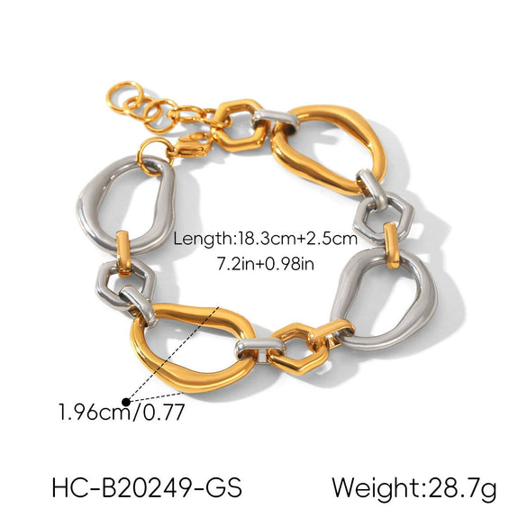 Wholesale Trendy Colorblocked Geometric Stainless Steel Gold Plated Bracelets For Women