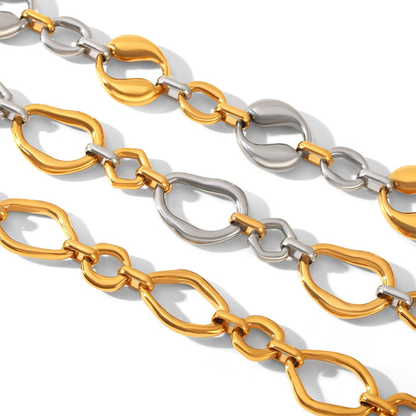Wholesale Trendy Colorblocked Geometric Stainless Steel Gold Plated Bracelets For Women