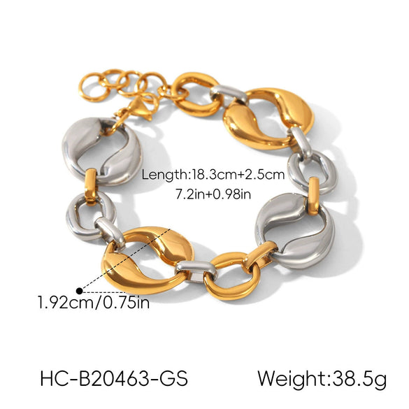 Wholesale Trendy Colorblocked Geometric Stainless Steel Gold Plated Bracelets For Women