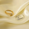 Wholesale Trendy Couple 18K Gold Plated Stainless Steel Geometric Hug Ring With Inlaid Zircon For Women