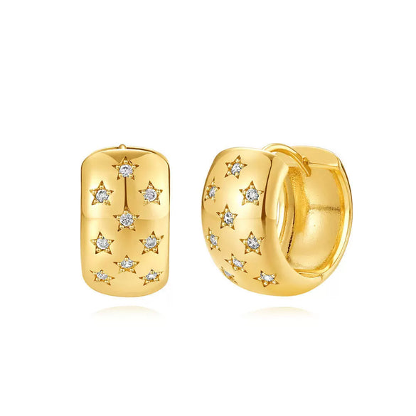 Wholesale Trendy Fashion Copper Earrings With Geometric Star Design And Zirconia Treatment For Women