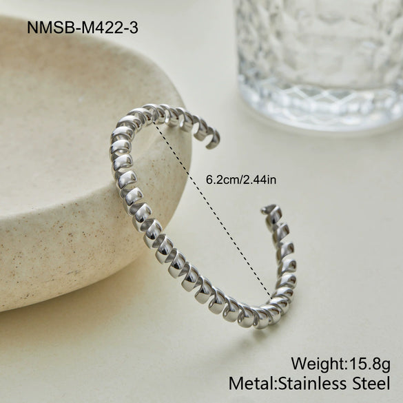 Wholesale Trendy Stackable Stainless Steel 18K Gold Electroplated Geometric Bracelets For Office Ladies