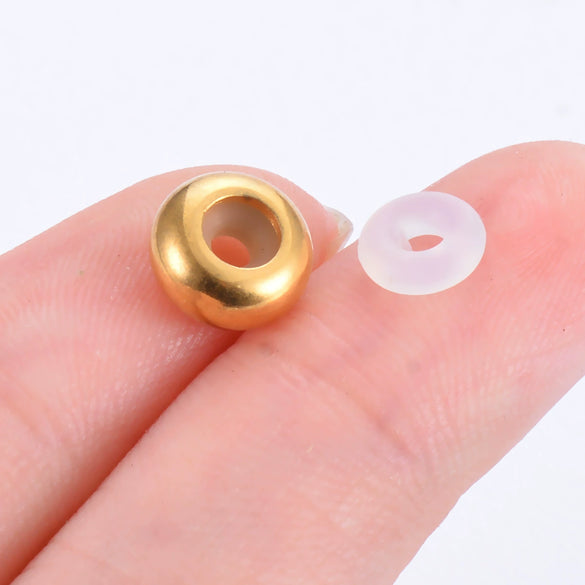 Wholesale Trendy Stainless Steel Glossy Round Rubber Bead Bracelet Accessories With Electroplated Adjustment Buckle And Positioning Beads