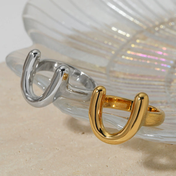 Wholesale Trendy U Shaped Stainless Steel Women's Electroplated Ring