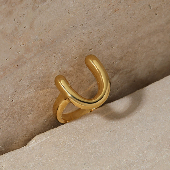 Wholesale Trendy U Shaped Stainless Steel Women's Electroplated Ring