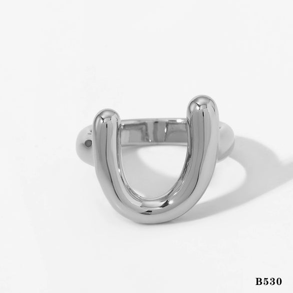 Wholesale Trendy U Shaped Stainless Steel Women's Electroplated Ring