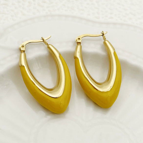 Wholesale Trendy Ushaped Drop Earrings Stainless Steel Geometric Electroplated
