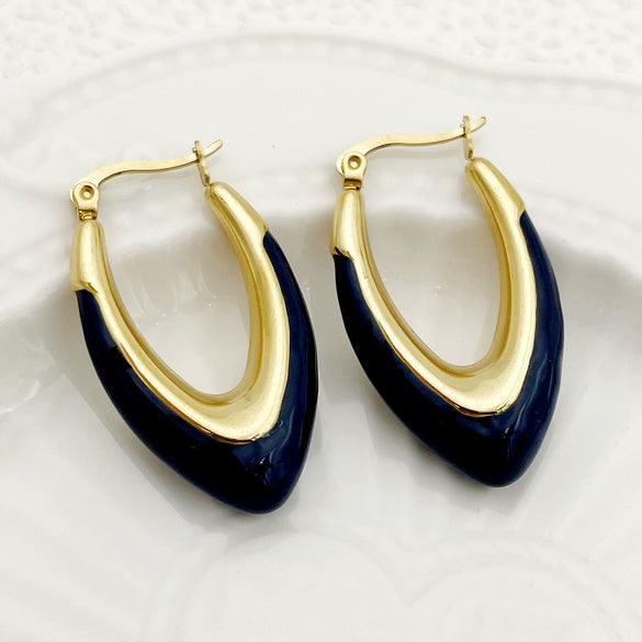 Wholesale Trendy Ushaped Drop Earrings Stainless Steel Geometric Electroplated