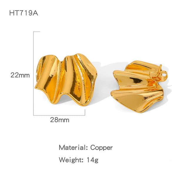 Wholesale Trendy Versatile Geometric Copper Goldplated Earrings For Women