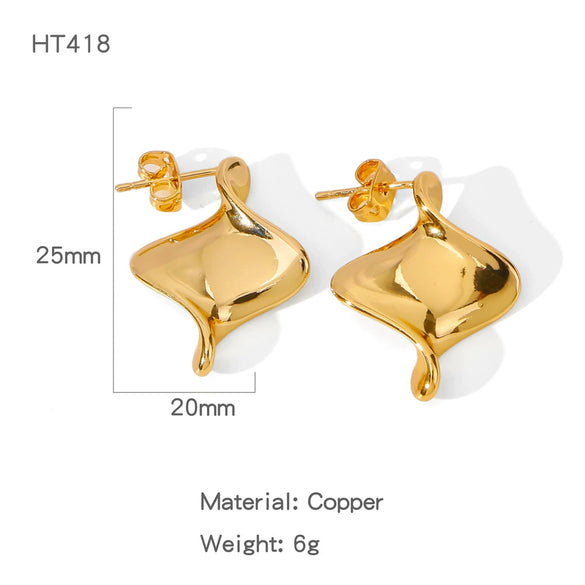 Wholesale Trendy Versatile Geometric Copper Goldplated Earrings For Women